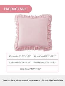 1 pieza Funda de almohada acolchada con volantes estilo francés romántico (no incluye el relleno de la almohada), funda de almohada decorativa romántica exquisita para dormitorio/dormitorio/sofá/sillón, regalo para seres queridos, certificado Oeko-Tex - Rosa - Ver 3