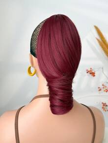 10-12 Inch Red Deep Wave Thermoplastic Fiber Synthetic Ponytail, Claw Ponytail Holder, Suitable For Women Party And Daily Use - Redwood - View 8