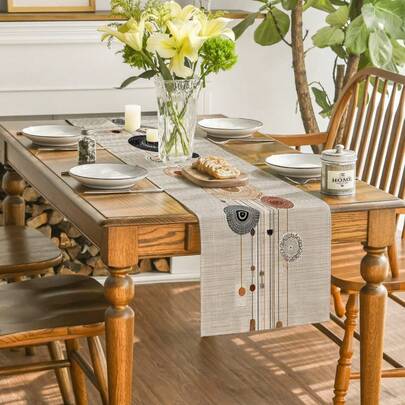 1 pezzo Tappeto da tavolo astratto geometrico minimalista nordico, tovaglia in texture di lino, decorazione elegante per soggiorno e sala da pranzo