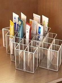 1个化妆刷、牙膏和其他物品收纳盒；分格管状药品/药膏收纳盒；透明多格药架。 - 彩色 - 查看 1