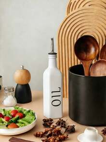 500ml Black & White Glass Oil Bottle Set, Leak-Proof Olive Oil Bottle, Soy Sauce Vinegar Refillable Bottle, Glass Oil Bottle Storage - View 6