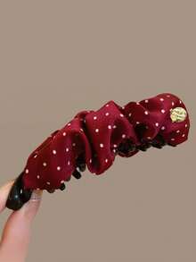 1个时尚波点褶皱扭结发夹，优雅香蕉发夹，适合盘发造型，爪夹 - 彩色 - 查看 9