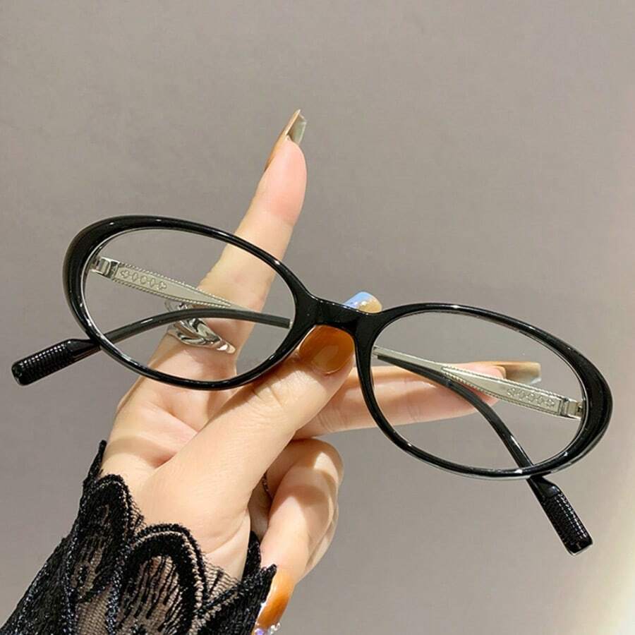 1pc Fashionable & Elegant Oval Eyeglasses Frame For Women, Lightweight And Portable, Showcasing A Distinctive Style - Clear - View 1