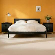 SoBuy Bedside Table With 2 Drawers For A Spring Mattress Bed, Side Table, Telephone Table, Nightstand, W X H X D: 40 X 47 X 40 Cm FBT115 - Black X2 - View 1