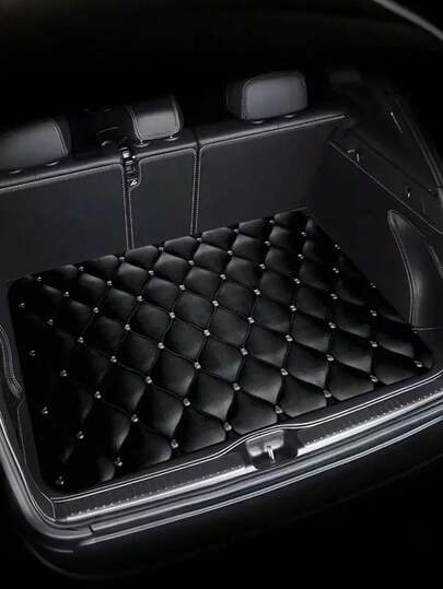 Thảm lót cốp xe họa tiết kim cương đen, lớp lót bằng thảm polyester, tiện dụng cho việc đi lại hàng ngày, bốc dỡ và cố định hàng hóa, thảm lót cốp xe, phụ kiện trang trí nội thất.