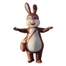 成人棕色背包兔子充气服卡通兔子角色扮演派对服装 - 彩色 - 查看 8