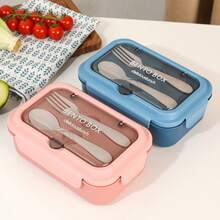 1pc Student Bento Box, Portable Lunch Box With Spoon And Fork, Suitable For School, Work, Picnic Or Takeout, Ideal Gift Choice - Multicolor - View 10