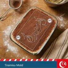 1个透明亚克力提拉米苏和芝士蛋糕烘焙模具,长方形开口设计,可制作芝士蛋糕慕斯,带有“提拉米苏”和“生日快乐”图案,配有蛋糕粉扑和可拆卸分隔板,适用于蛋糕、面包和其他烘焙食品和甜点,可重复使用,是节日派对、聚会、家庭厨房的必备品,也是烘焙初学者和爱好者的完美礼物。 - 查看 3