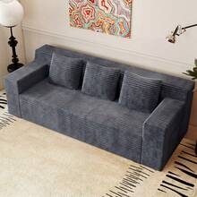 71" Love Seat Couches, Corduroy Boneless Loveseat With Deep Seats, 2 Seat Couch Apartment Size Couch With 3 Pillows&Side Pockets For Bedroom, Office, No Assembly Required - 深灰色 - 查看 8
