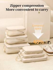 4pcs Travel Compression Packing Cubes, Foldable Clothes & Laundry Organizer - Multicolor - View 2