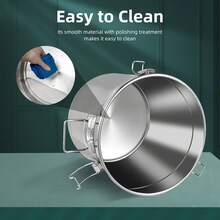 5.5Gal 304 Stainless Steel Airtight Canister With Lid And Locking Clamp, Rice Cereal Grain Canisters Container, Metal Rice Bucket For Kitchen,Dog Food, Bird Seed, Coffee, Cookies Storage(Silver-21L) - View 5