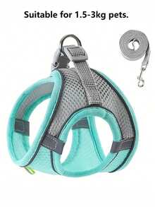 Bộ dây dắt và đai đeo cho mèo (1 món) chống thoát hiểm, phản quang, dành cho mèo, chó nhỏ, thoáng khí, dùng để dắt chó con đi dạo, phụ kiện thú cưng. - Nhiều màu - Xem 11