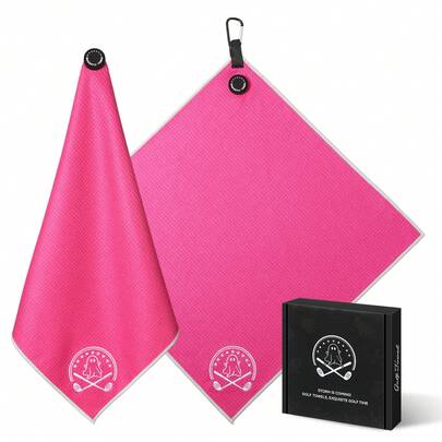 Magnetic Golf Towel For Bag 18" X 18" With Clip Exclusive Cleaning Pocket Microfiber Waffle Ultra Absorbent Club Ball Cleaner Essential Golf Accessories And Gifts For Men Women(1 Pack)