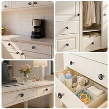 12个水晶玻璃橱柜/抽屉/衣柜把手，1.18英寸小型锌合金旋钮把手，家具五金配件 - 黑色 - 查看 4