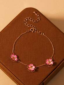 Floral Geometric Bracelet, Dreamy Countryside Sakura Style, Versatile Minimalist Design - Multicolor - View 6