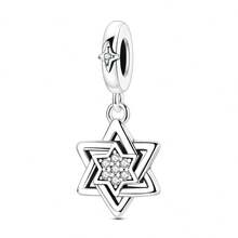 1个闪亮镀银六角星串珠吊坠，适合制作手链、项链等DIY饰品，个性化珠宝制作，派对珠宝礼品 - Hexagram KTC2005 - 查看 5