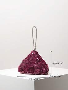 Mini Glitter Clutch Bag, Random Pattern, Elegant Ladies' Evening Bag, Party Bag, Wedding Bag - Red Violet - View 8