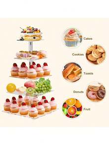 Multi-Tier Acrylic Cake Display Stand, Dessert Food Holder For Wedding, Birthday Party - Clear - View 6