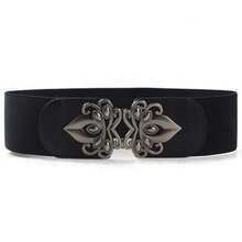 1件复古武术剑士飞鱼刺绣男士腰带 - 黑色 - 查看 1