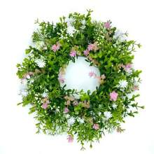18 Inch Colorful Artificial Flower Wreath, Suitable For Wall, Window, Door Decor, Wedding Decoration, 45cm Seasonal Wreath - Dark Green - View 13
