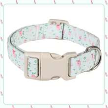 Spring New Emerald Flower, Floral Theme Pet Dog Collar, Adjustable Safety Buckle, Fits All Dog Breeds - Mixed color - View 1
