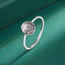 1pc Unisex Vintage Oval Wave Pattern Ring, Suitable For Daily Wear - Antique Silver - View 3
