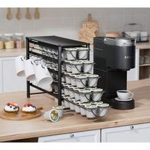 HFHOME - Soporte para cápsulas de café para mostrador soporte para cápsulas para tazas K cajón de almacenamiento de cápsulas de café de metal de 5 niveles organizador de 70 cápsulas de capacidad - Cápsulas Black70 - Ver 7