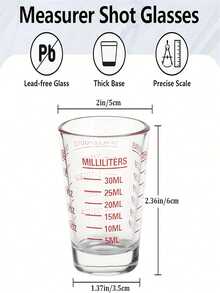 1pc Calibrated Glass Cup, Durable And Microwave , Suitable For Espresso, Wine And Other Beverages - Essential Kitchen Tool - Multicolor - View 2