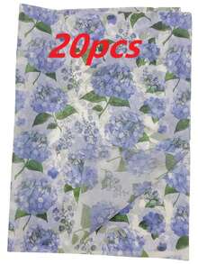 100张蓝色绣球花包装纸，花卉包装纸 - 适用于礼品包装、花束包装和DIY项目，50*30厘米（19.69英寸 x 13.78英寸）礼品包装纸，适合生日、派对和婚礼装饰、春季、花束包装、艺术和手工艺品、DIY、礼品袋，以及用于婚礼装饰和礼品袋填充的多功能装饰纸。 - 藍色繡球花 - 查看 6