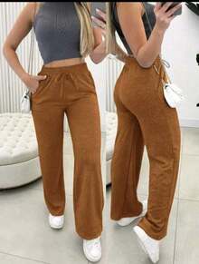 Lightweight Wool Leggings With Pockets, Ideal For Those Slightly Chilly Days, Super Comfortable. - Camel - View 1