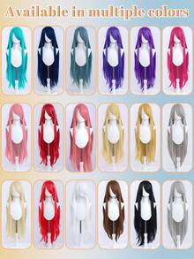 Tóc giả dài thẳng 100cm, chịu nhiệt, kiểu dáng anime cosplay, có các màu hồng, vàng, đỏ, tím dành cho nữ. - Nhiều màu - Xem 6