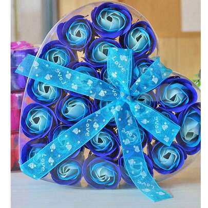 24支玫瑰香氛皂花礼盒套装，情人节、婚礼、生日派对礼物，可水洗人造玫瑰花礼盒，创意礼品