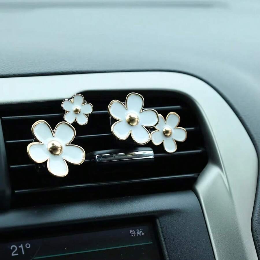 Car Outlet Vent Perfume Clips Cute Flower Air Freshener Diffuser Conditioning Aromatherapy Perfume Clip Car Interior Decoration - A - View 1