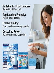 Deep Cleaning Washing Machine Effervescent Tablets - Professional Stain And Limescale Remover - Odor Eliminator Cleaner - Suitable For Front-Loading And Top-Loading Washing Machines - Powerful Stain-Dissolving Washing Balls - Essential For Washing Machine Maintenance And Home Cleaning, Providing A Fresh And Bright Clean - Multicolor - View 4
