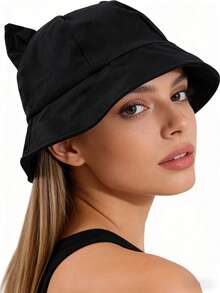 新款猫耳渔夫帽，透气户外徒步帽，速干防水渔夫帽 - 夏季徒步、露营、沙滩防晒帽、钓鱼遮阳帽、远足遮阳帽，可爱动物造型帽，女士渔夫帽 - 多色 - 查看 6