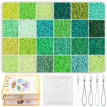 Sundymot 拼豆盒套装，绿色和红色系列 2.6mm 拼豆套装，像素艺术 DIY，3D 拼图首饰工艺，手工礼品，适合初学者 - 2.6mm拼豆豆 - 查看 9