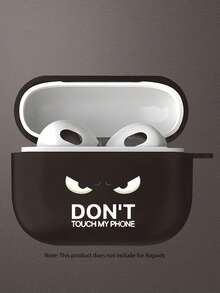 一款带有愤怒卡通眼睛和“别碰我的手机”字样图案的耳机保护套，适用于第四代/第三代/第二代 - 耳机套 - 黑色 - 查看 6