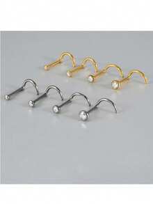 1 chiếc khuyên mũi mini hình chữ L và chữ S bằng bạc Sterling S925 đính đá Zirconia, trang sức xỏ khuyên cơ thể, quà tặng cho bạn bè - Loại S đơn - Xem 6