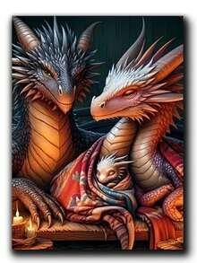 5D Diamond Painting Dragon Family Diamond Art Kits For Adults,Diamond Art Kits, Round Drill Diamond Painting, DIY Full Drill Diamond Dots Gem Art Adulte Craft Kits - round diamond - View 1