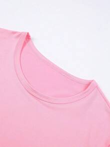 Casual Women's Disney Ariel Short Sleeve Round Neck Sweatshirt With Regular Hem And Slight Stretch Fabric - Hồng - Xem 3