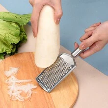 Stainless Steel Grater, Household Kitchen Cheese Grater, Flat Vegetable Fruit Slicer, Small Kitchen Tool - Silver - View 3