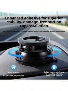 磁吸式车载手机支架，可折叠多功能导航支架，适用于所有车型，简约设计 - 黑色 - 查看 3