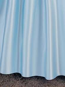Vestido de daminha de honra elegante, sem mangas, com decote nas costas, costas abertas e detalhes em pérolas sintéticas, ideal para festas de aniversário, casamentos e ocasiões formais. Não inclui tiara. - Baby Azul - Ver 9