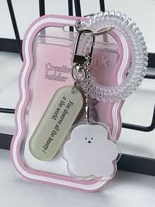 3pcs 2D Transparent Card Holders, Bus Card Holders, Gradient Wave Photo Card Holders, Cute Campus Card Holders - Comes With Adorable Charms & Bracelet - Perfect Holiday Gift - Multicolor - View 9