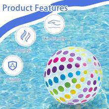1pc Inflatable Clear Striped Ball, Outdoor Beach Water Game Ball, Thickened PVC Portable Foldable Round Ball, Suitable For Swimming Pool And Beach Party Activities - Multicolor - View 12