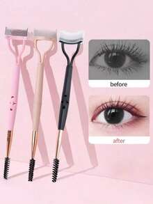 1pc Pink Stainless Steel Eyelash Comb, Compact Eyelash Curler Assist Tool, Makeup Eyebrow Brush, Eyeshadow Brush, Eyelash Brush, Gift - Multicolor - View 5