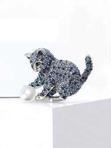 Cute Rhinestone Cat Brooches - Fashion Animal Pins For Women Unisex Casual Party Jewelry Accessories / Friends Gifts Badges Decoration - Cat - View 10