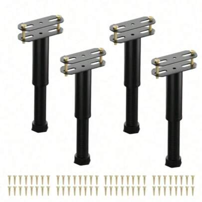 4 Pcs Bed Support Legs, Adjustable Height Bed Frame Support Legs, Fixed Plastic Bed Support Leg For Queen, King Bed Slats(7.08-13in)
