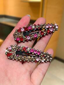 2/4/6/8/10/12 Stück Damen Luxus bunte Strass Haarspangen, BB-Clips, Pony-Clips, Seiten-Clips, Vintage eleganter Stil, Damen Haaraccessoires, geeignet für tägliche Lässig, Ausflüge, Einkaufen, Partys, Dates. - Verschiedenfarbig - Übersicht 3