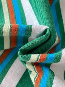 两件套男婴条纹圆领针织上衣和蓝色弹力腰短裤套装 - 墨綠色 - 查看 10